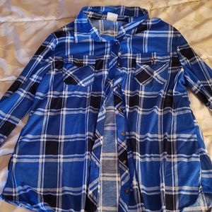 Passport Plaid Blue and White Button Down Shirt